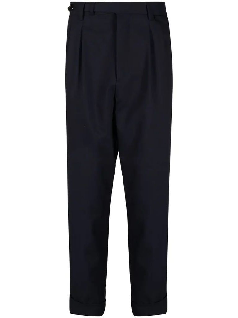 pleat-front ankle-crop trousers