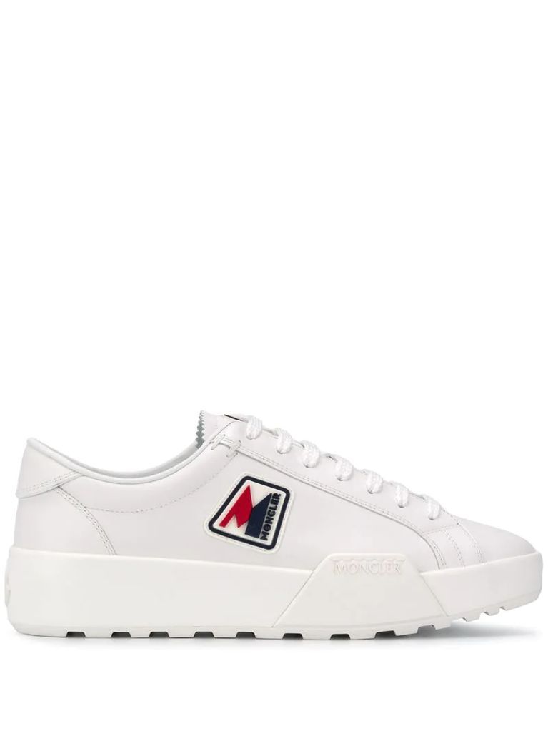 logo patch leather trainers