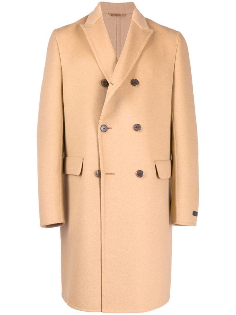 double-breasted midi coat