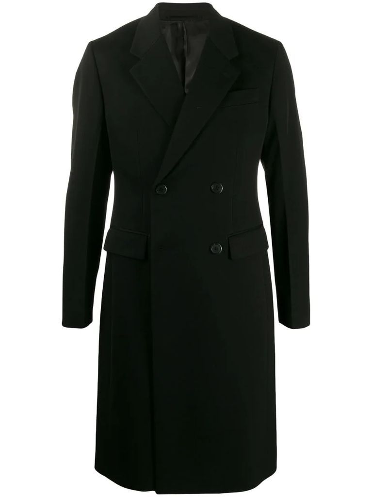 double-breasted notched lapel coat