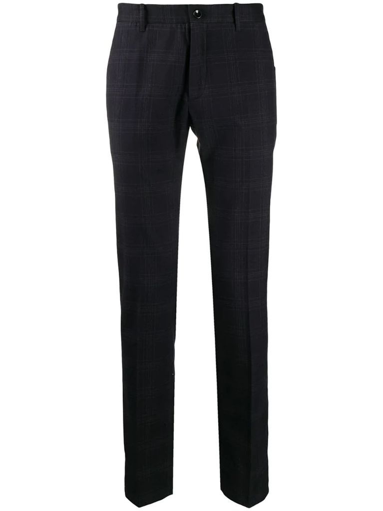 checked slim-fit trousers