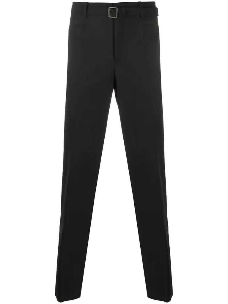 straight-leg belted trousers