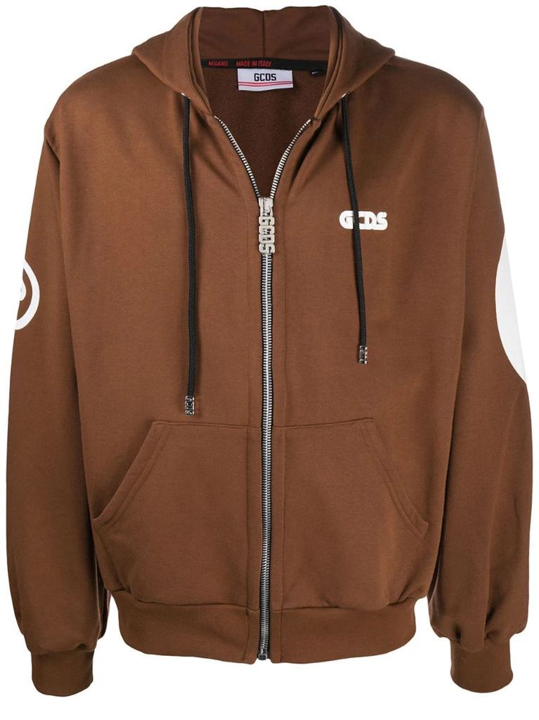 logo print zip hoodie