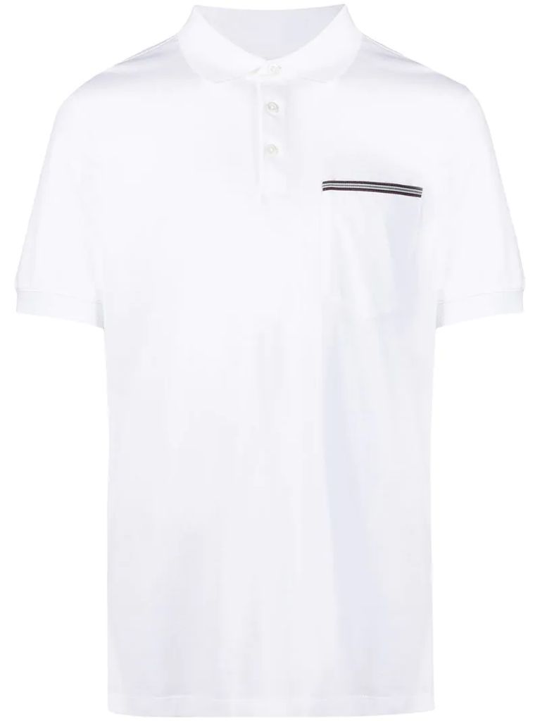 stripe-pocket polo shirt