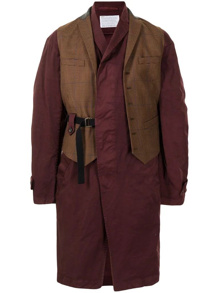 waistcoat-detail single-breasted coat