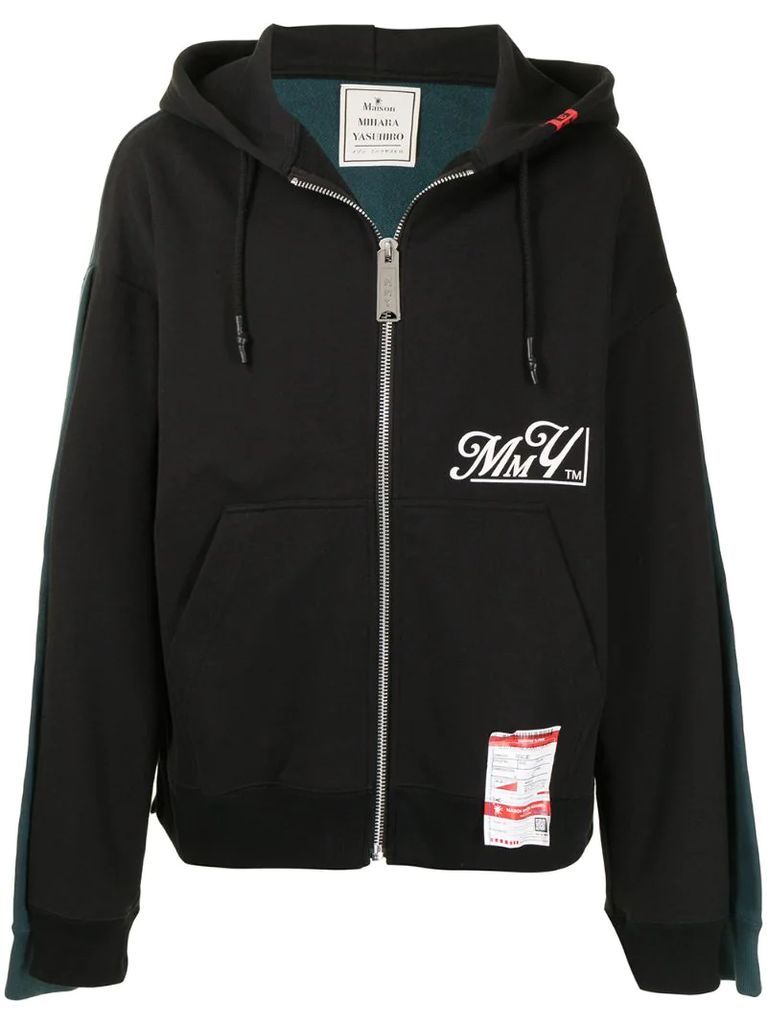 layered-detail zip-up hoodie