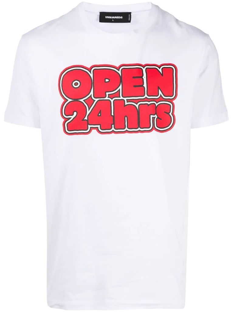 Open 24hrs crew-neck T-shirt