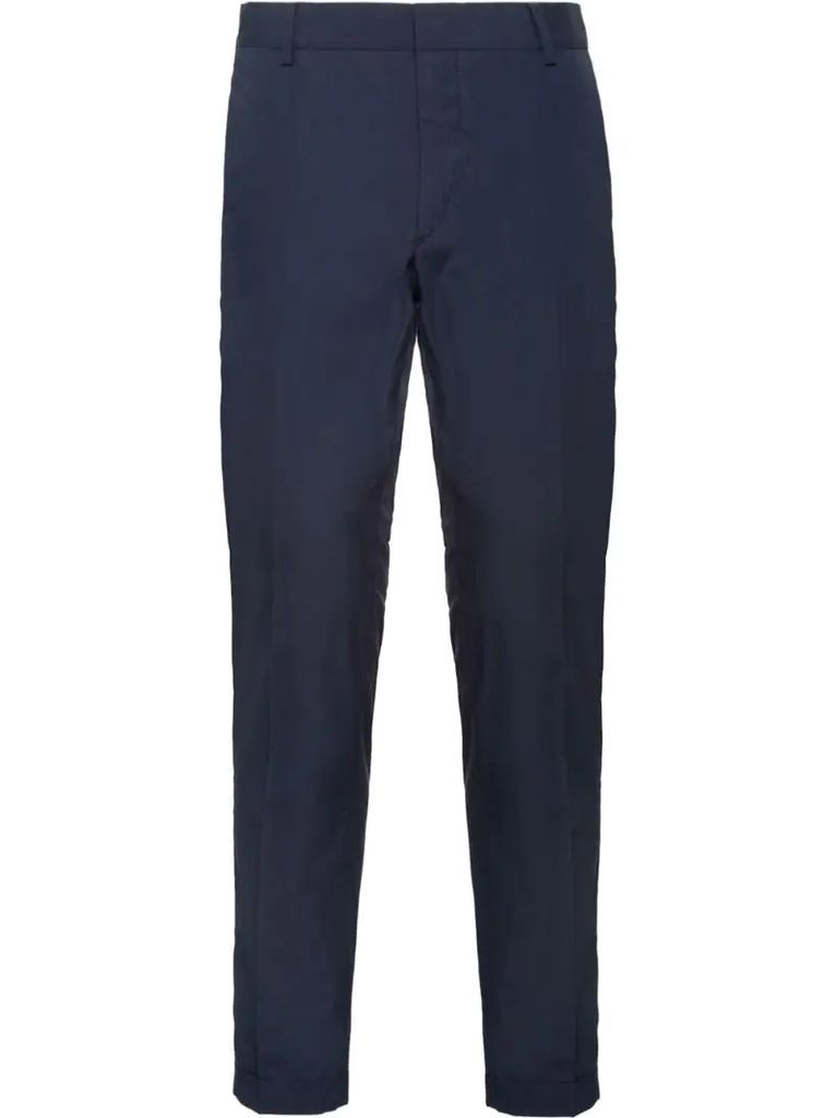 Slim-fit washed cotton trousers