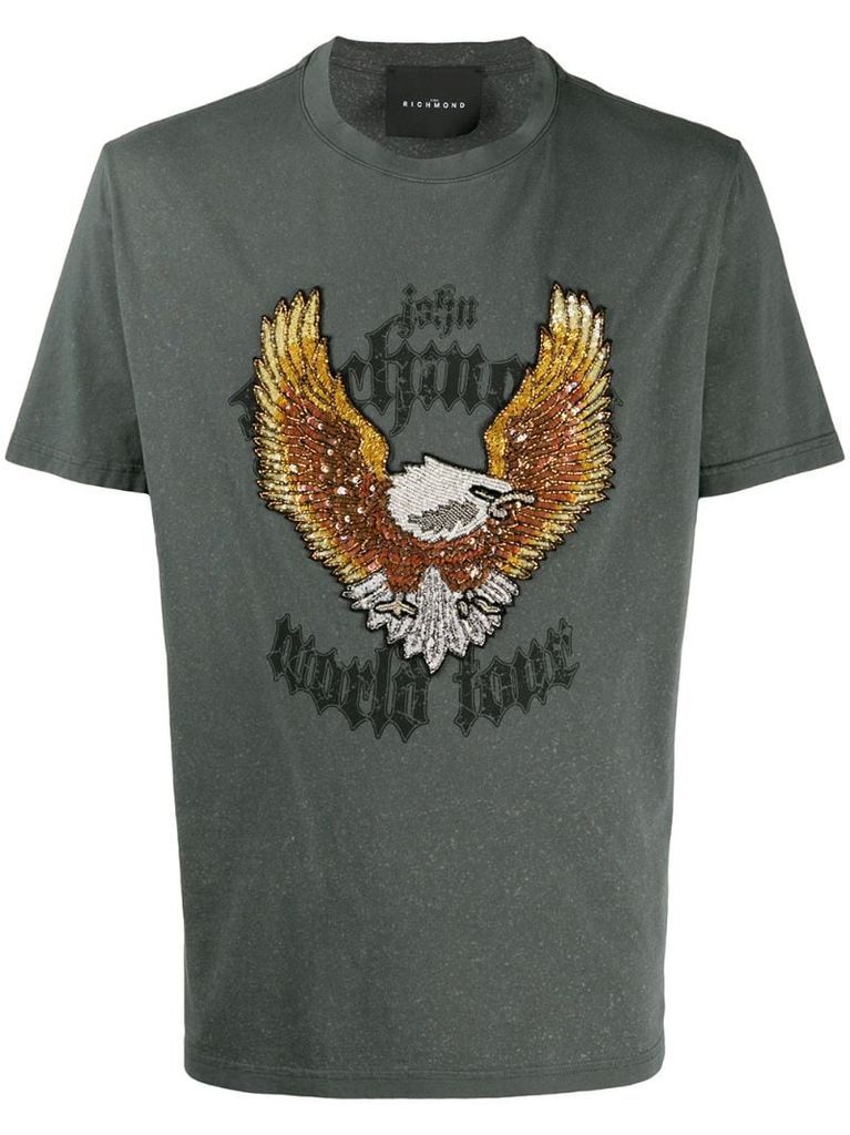 beaded-eagle cotton T-shirt