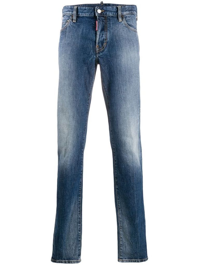 faded effect straight leg jeans