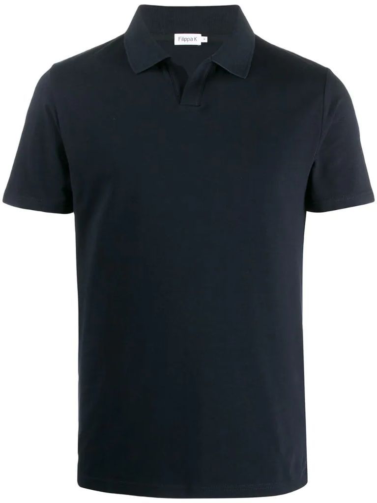 fitted buttonless polo shirt