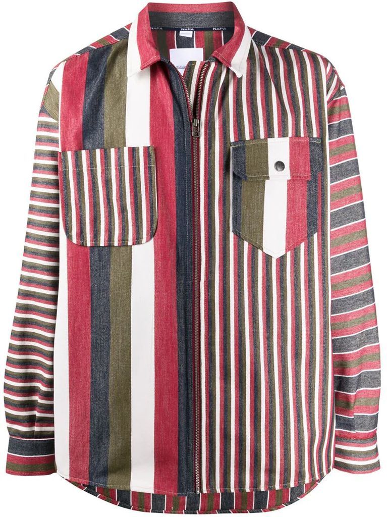 striped zip-up shirt