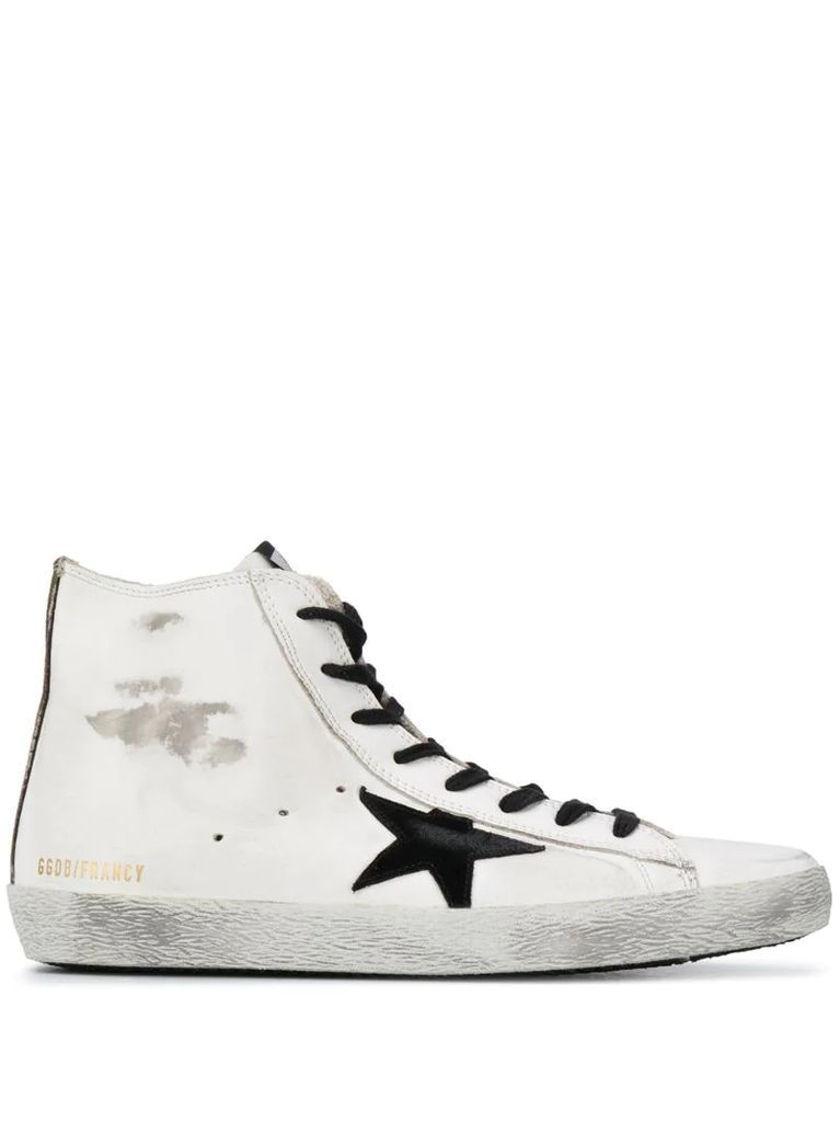 high-top distressed-finish sneakers