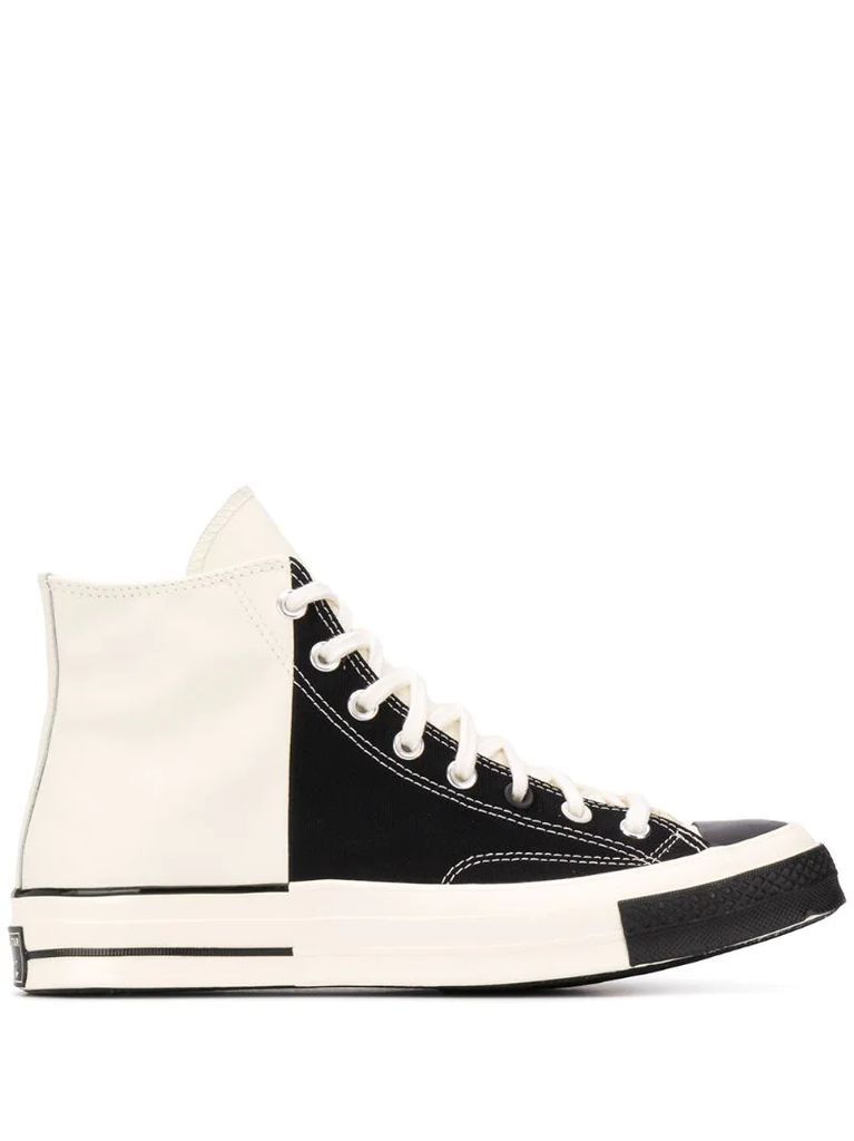 two-tone high-top trainers