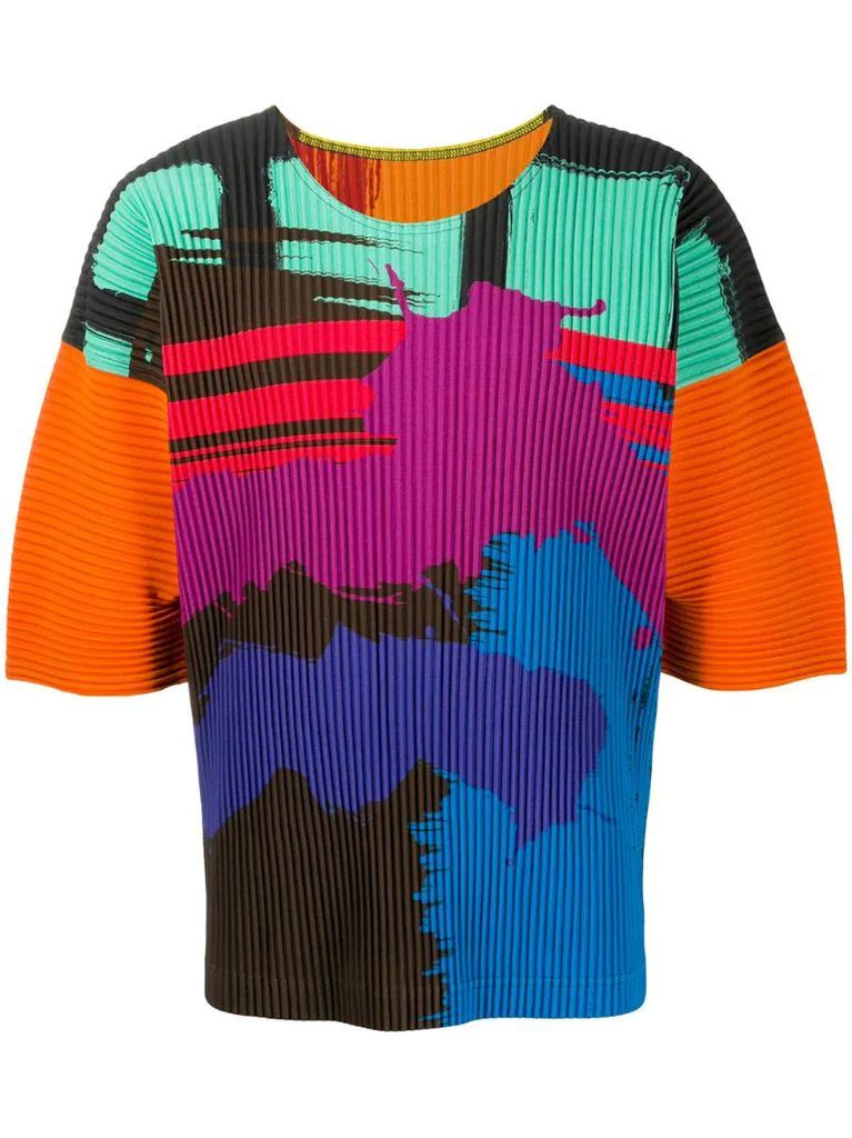 pleated abstract T-shirt