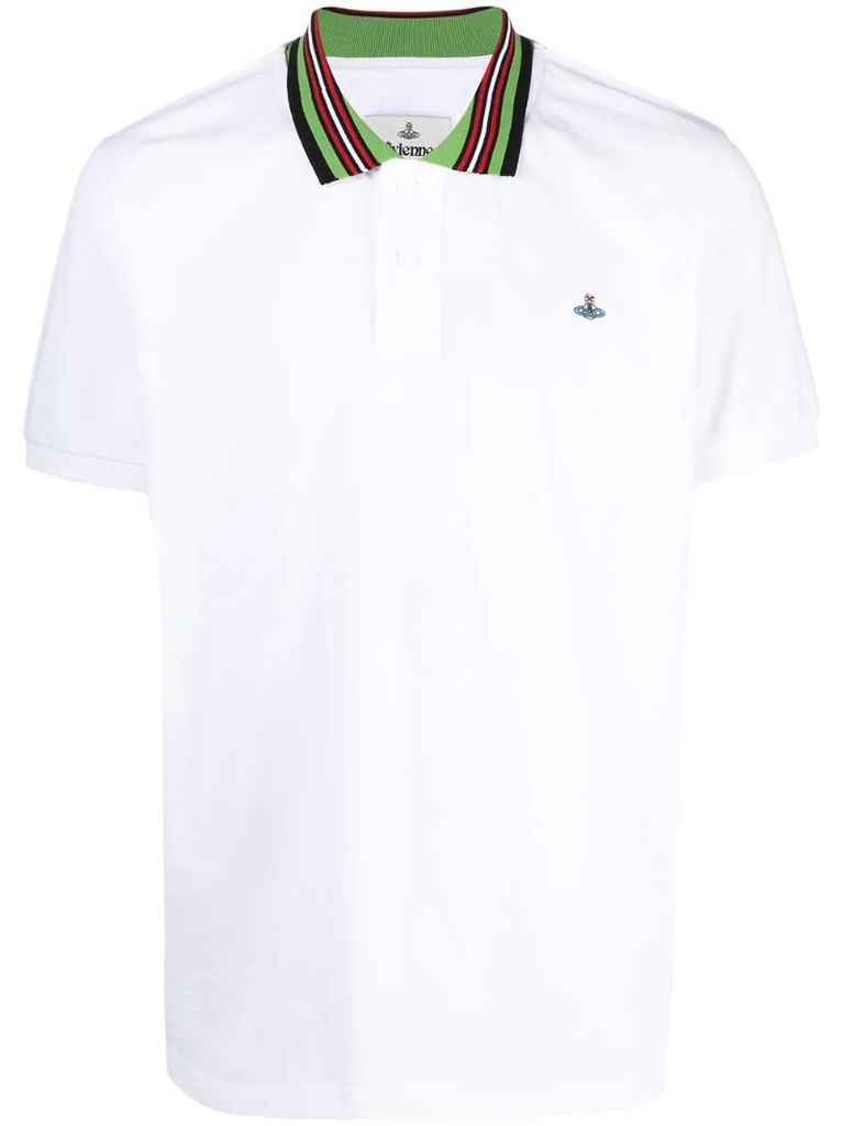 stripe-collar polo shirt