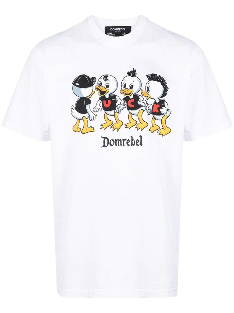 duck-print T-shirt