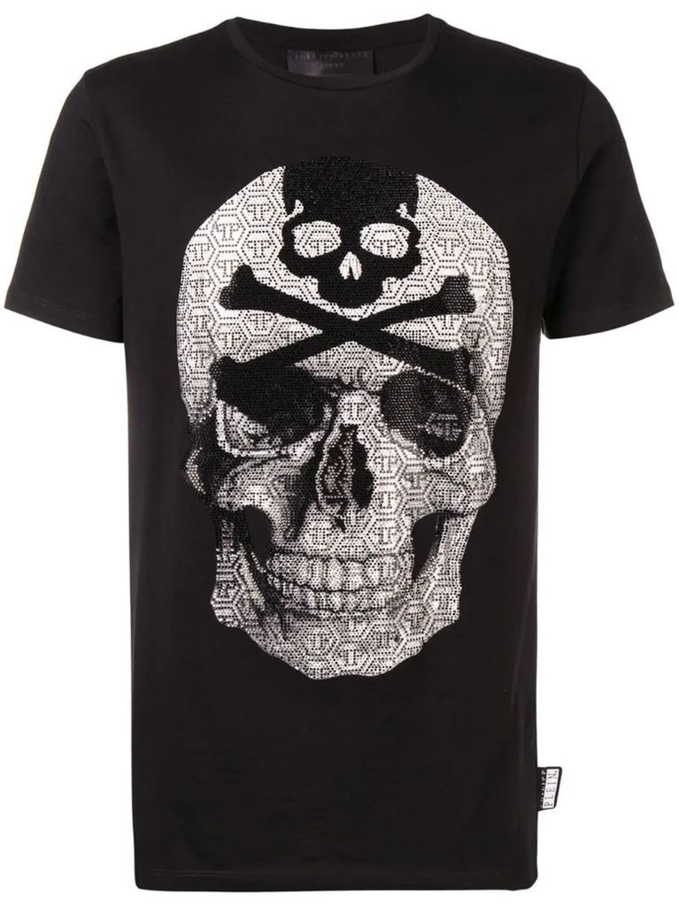 rhinestone-embellished skull T-shirt
