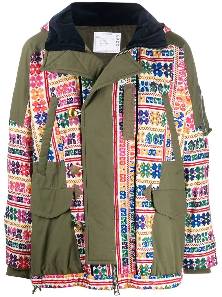 embroidered parka coat
