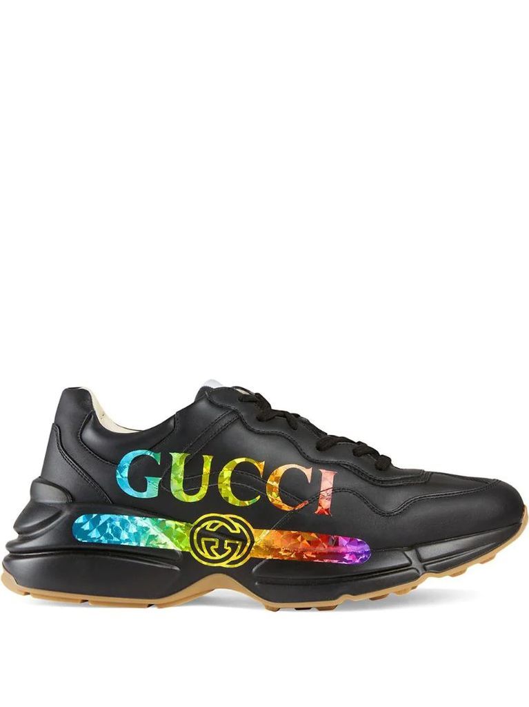 Rhyton leather sneaker with Gucci logo