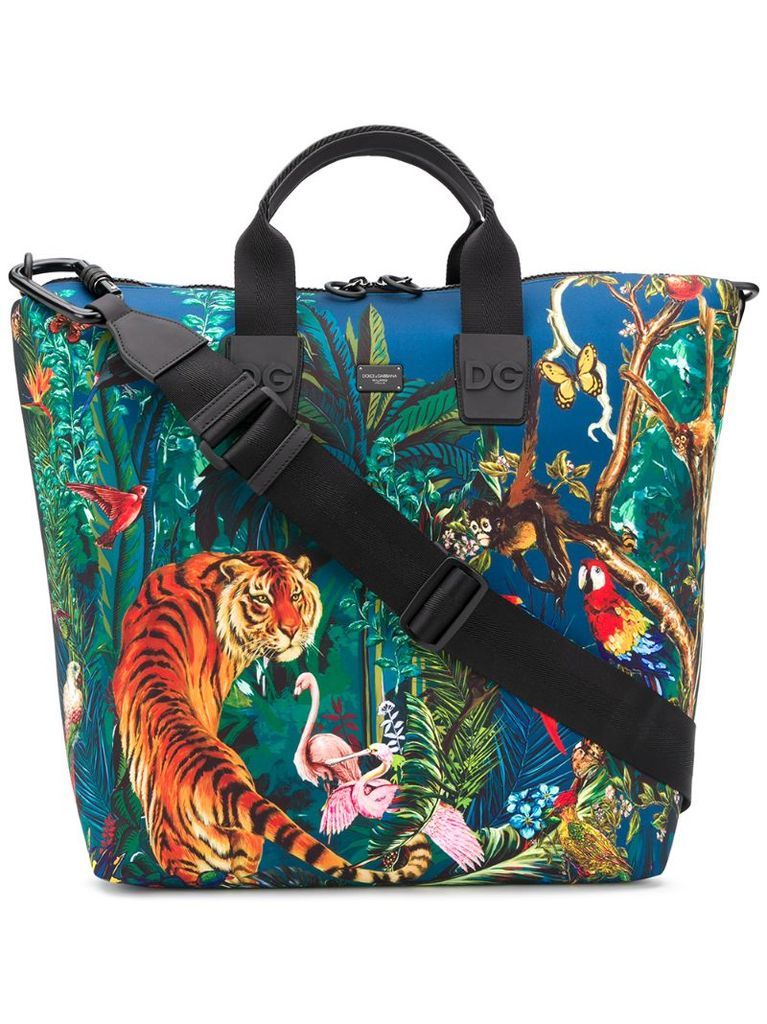 jungle print shopper tote bag