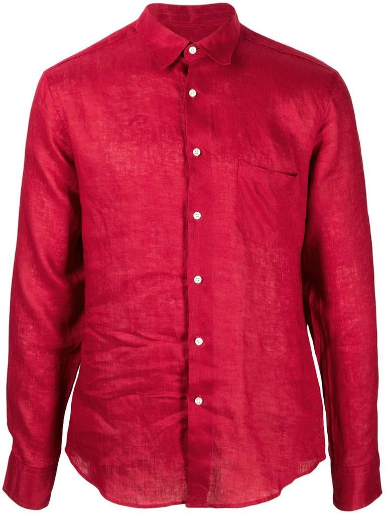 crinkled effect chest pocket shirt