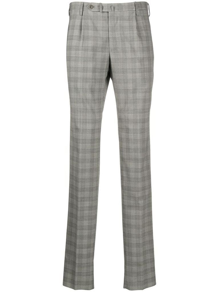 slim-fit check pattern trousers