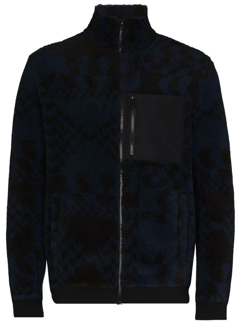 geometric pattern zip-up jacket