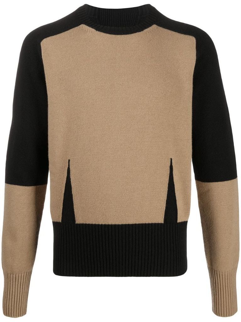 colour-block knitted jumper