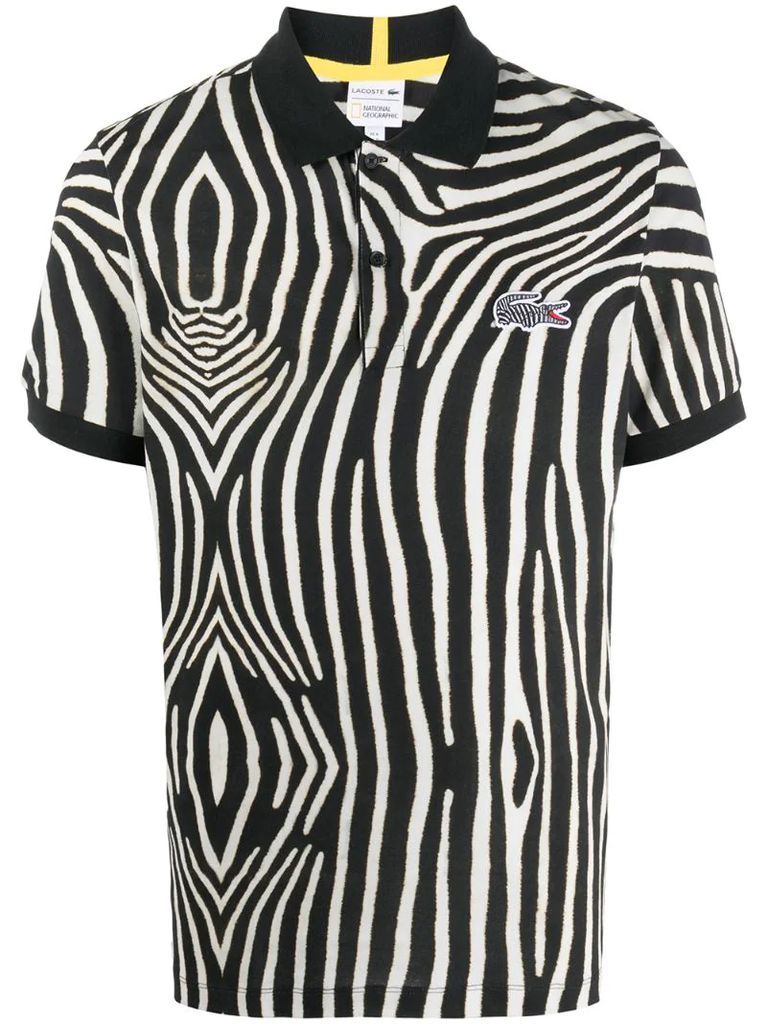 zebra print polo shirt