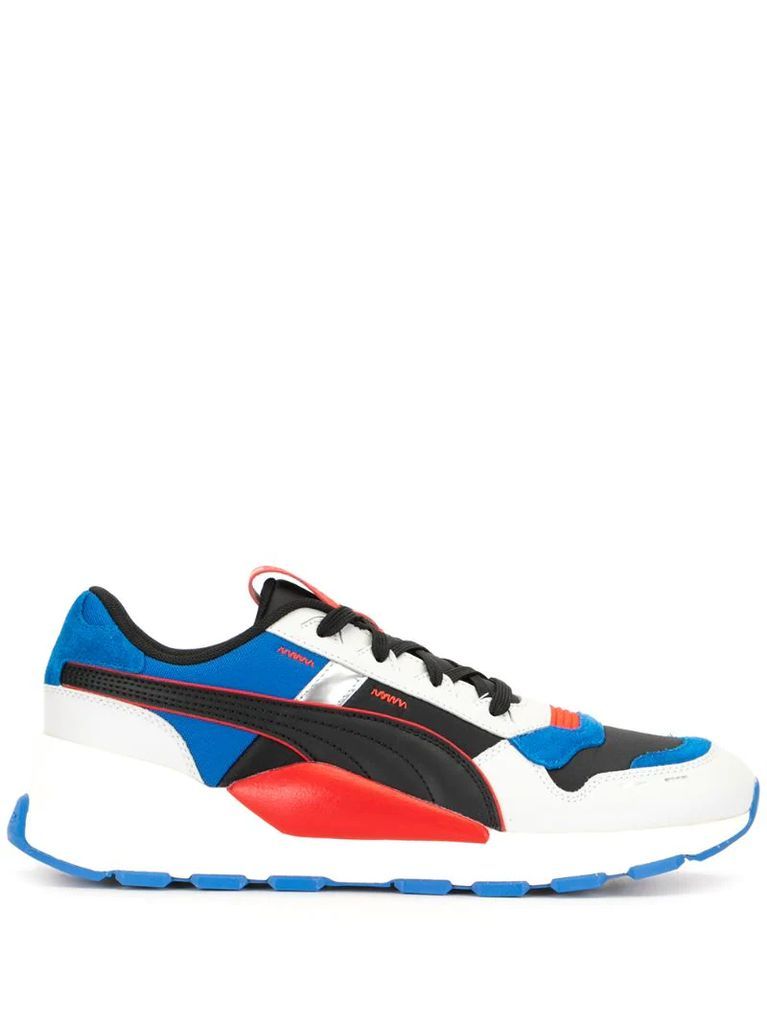 colour block panelled trainers