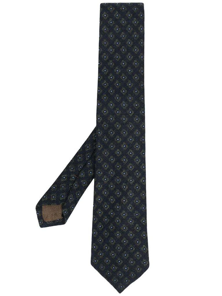 geometric print wool tie
