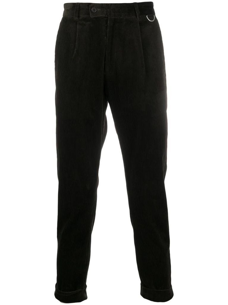cropped slim-fit corduroy trousers