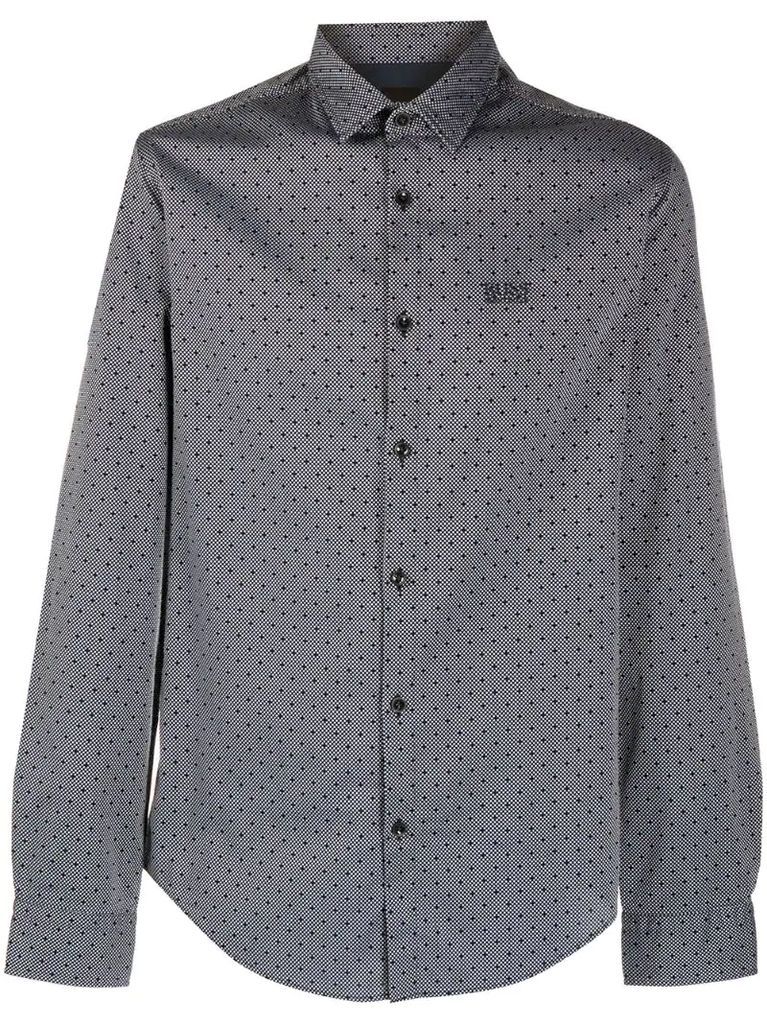 patterned embroidered logo shirt