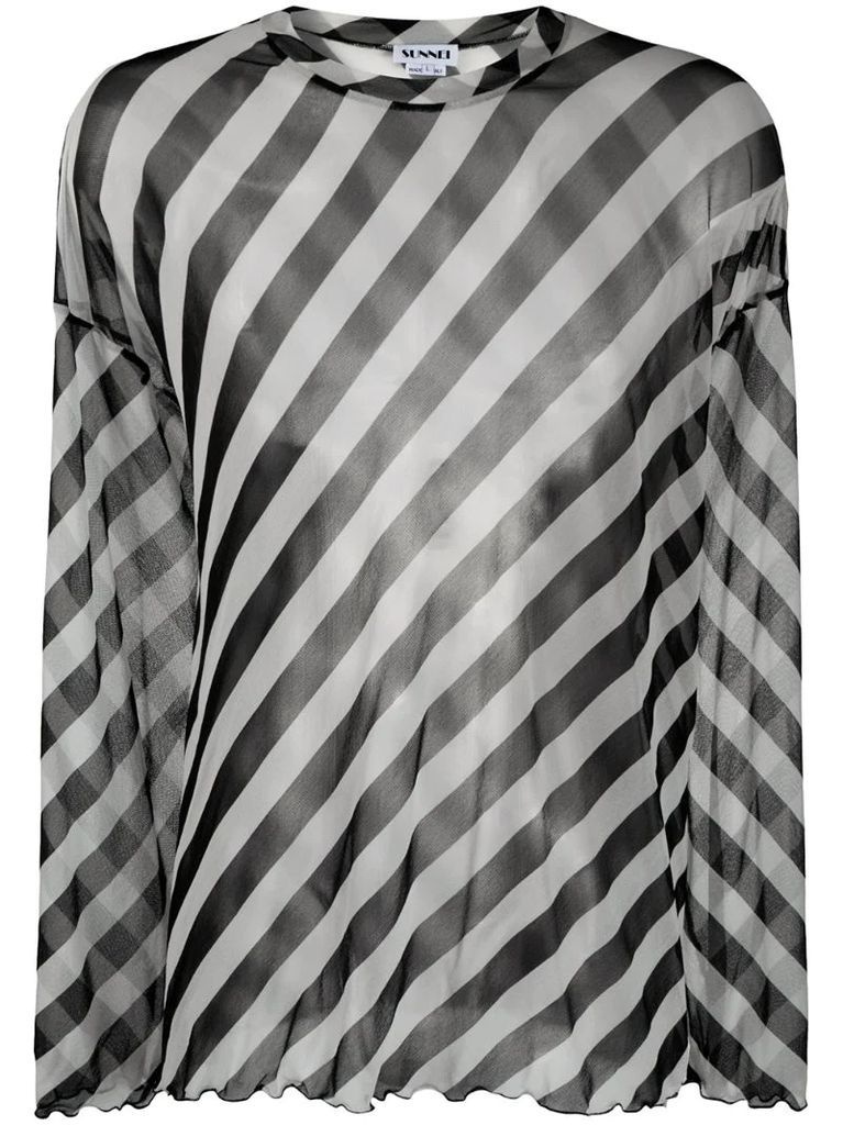 striped-print transparent T-shirt