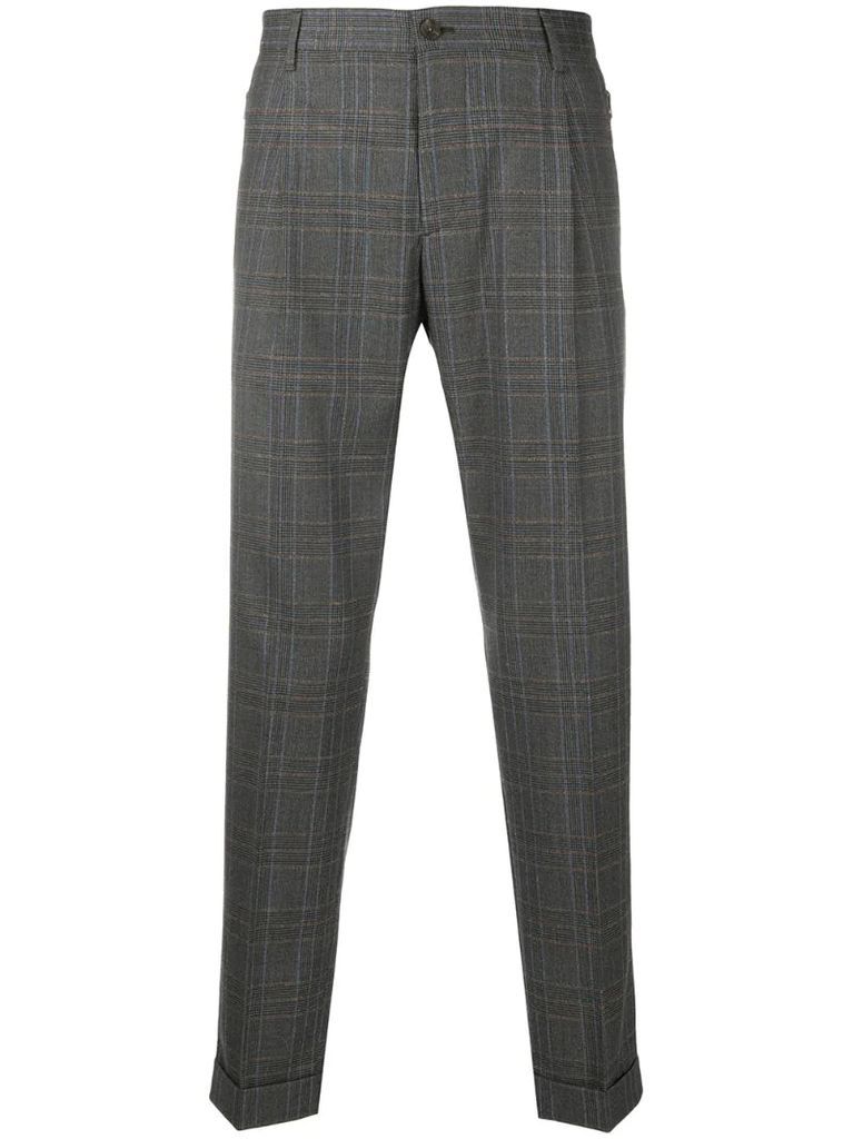 cropped check tailored trousers