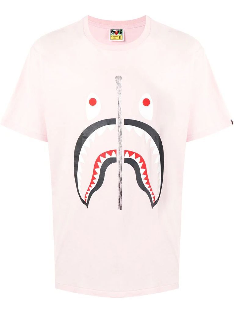 sad shark-print T-shirt