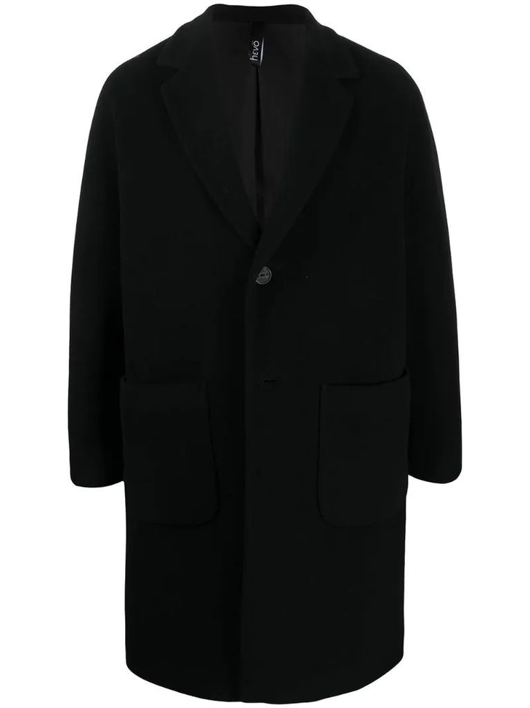 single breasted wool-mix coat