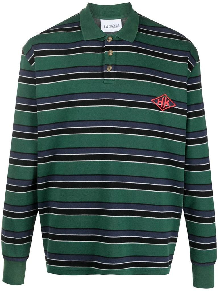 logo-embroidered stripe polo shirt
