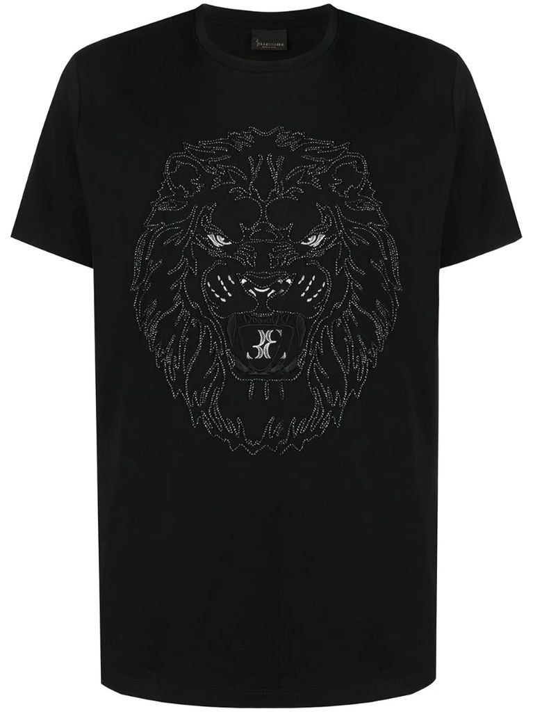 lion embroidery T-shirt