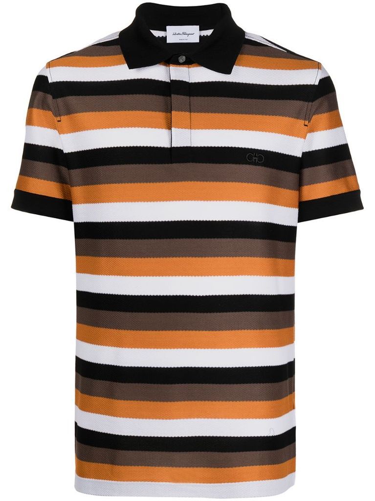 short-sleeved striped polo