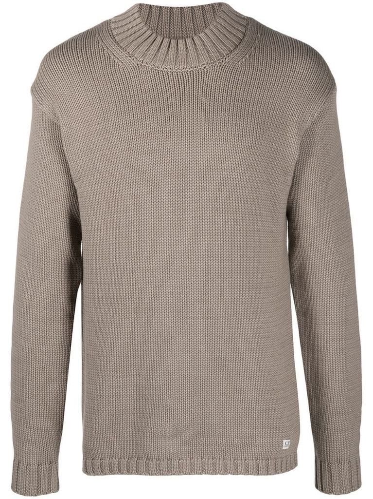 knit jumper with chunky band collar