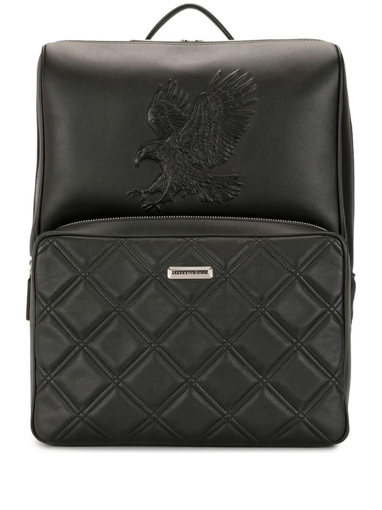 diamond quilted leather backpack