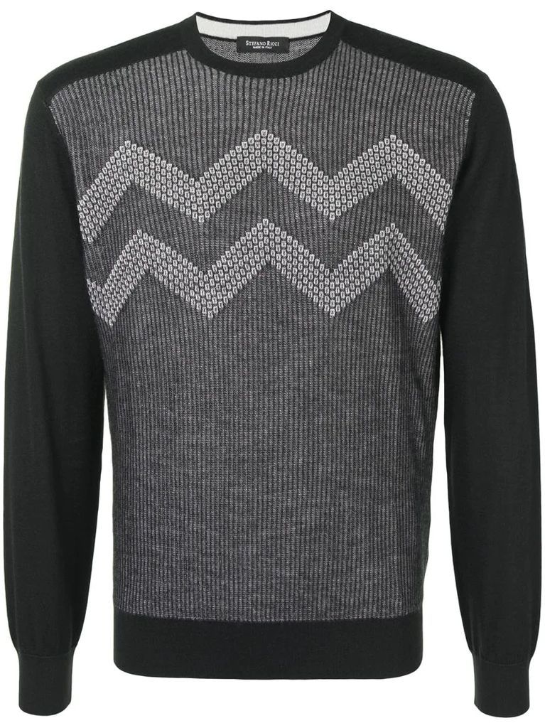 panelled cashmere and merino wool-blend jumper