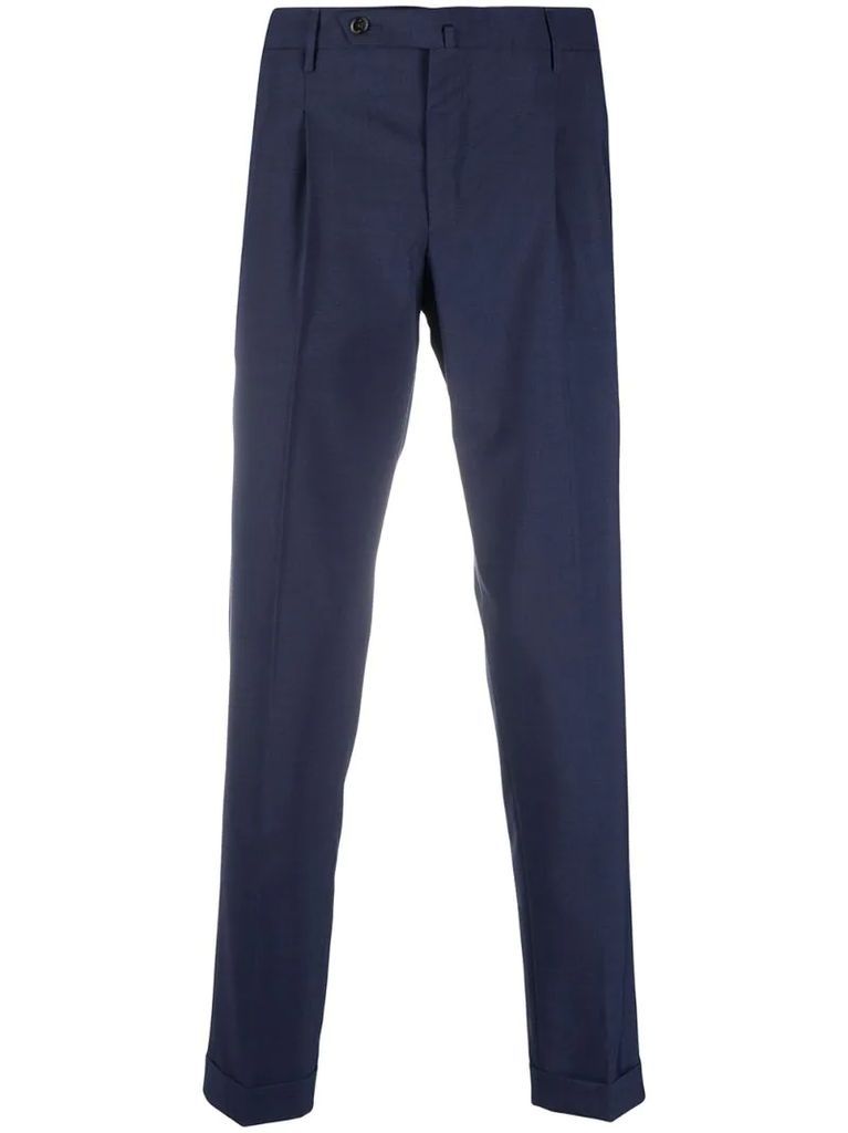 inverted pleat wool-blend trousers