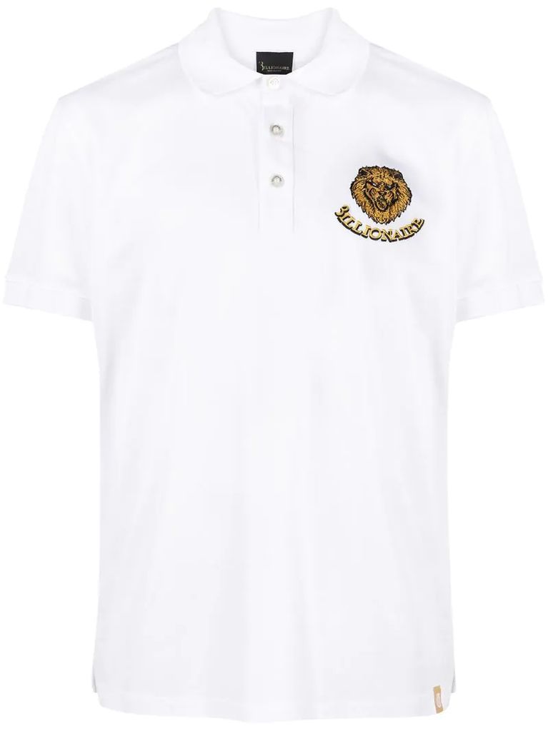 lion logo embroidered polo shirt