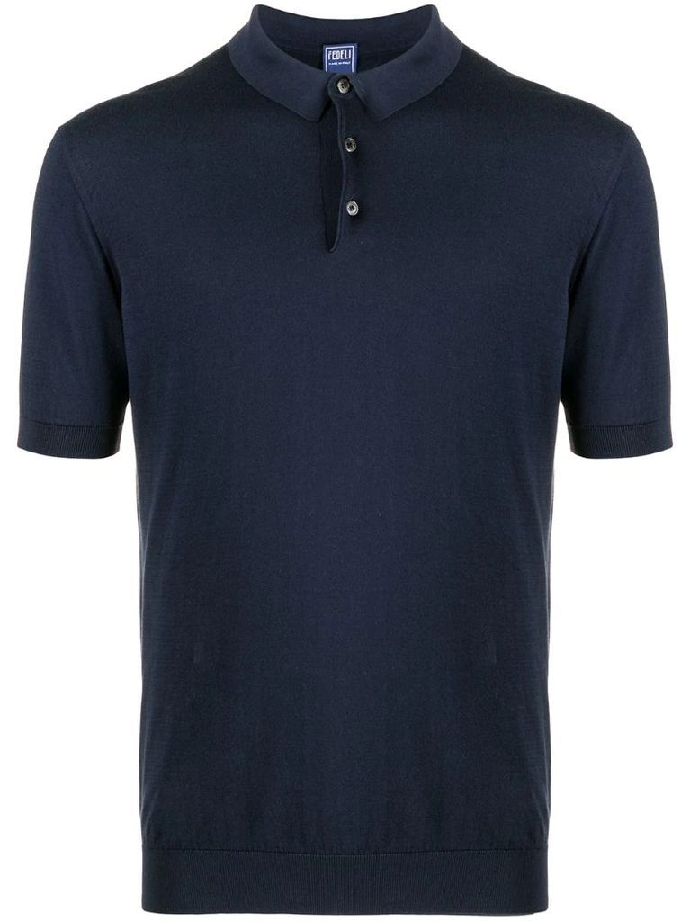 fine-knit short-sleeve polo shirt
