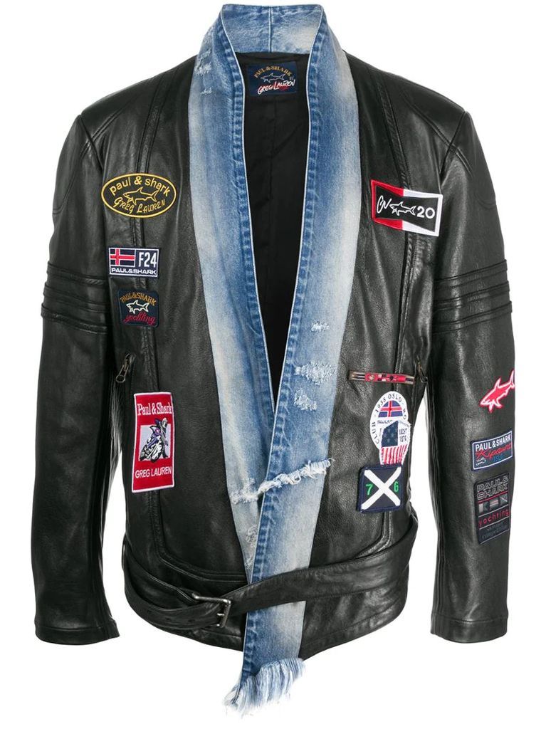multi-patch biker jacket