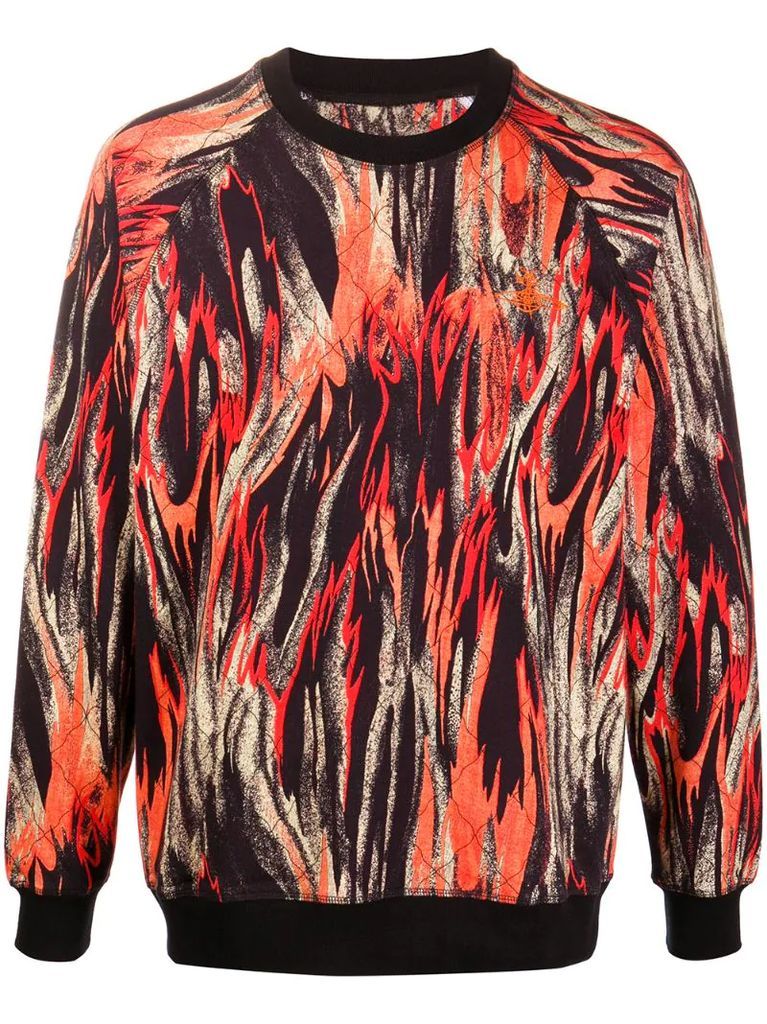 flame-print cotton sweatshirt