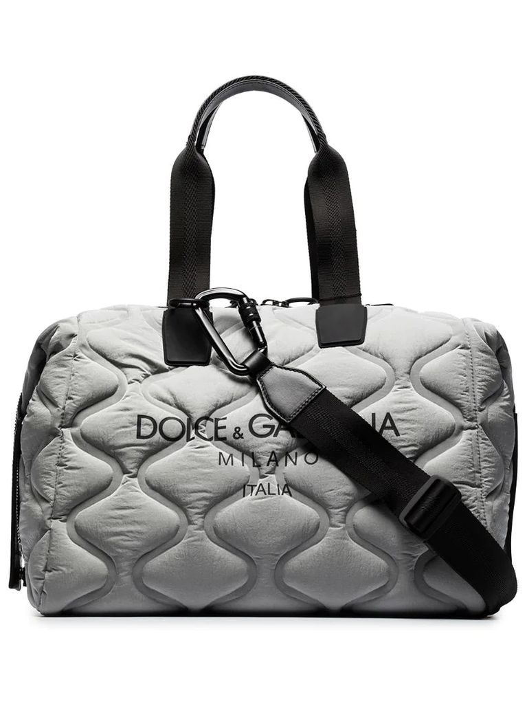 logo-print quilted holdall